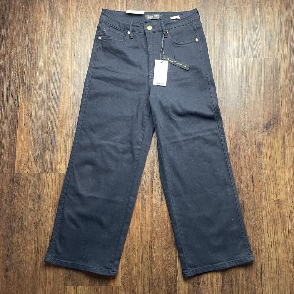 Judy Blue JB88807 High Waist Wide Leg Crop Jeans Womens 5/27 Navy Blue